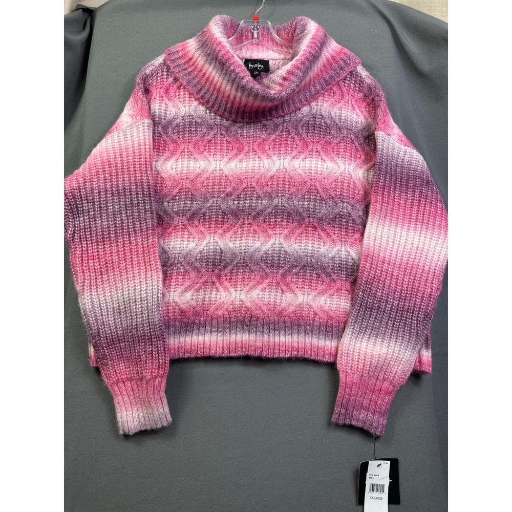 By & By Women's Ombre Cable Knit Turtleneck Sweater Pink Purple XXL 104651M